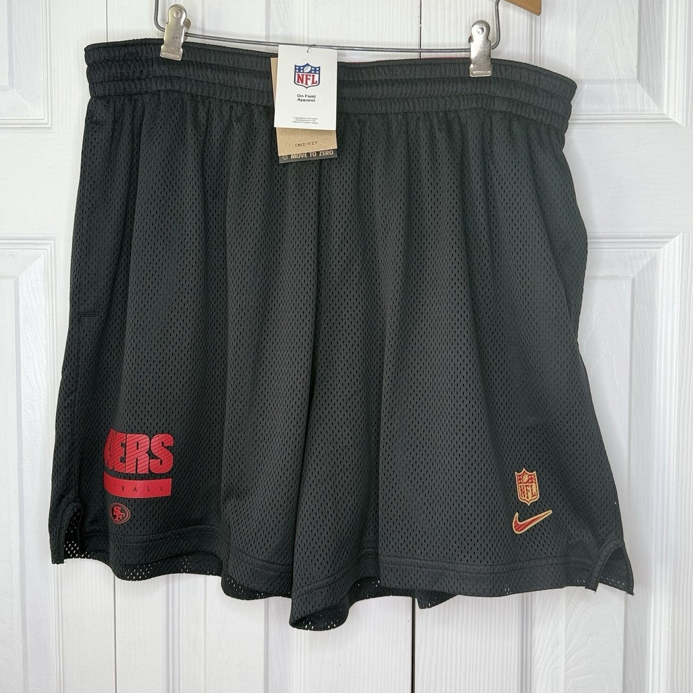 Nike 49ers Sideline Mesh Shorts Men's 3XL NWT Black Dri-FIT NFL Football 2024